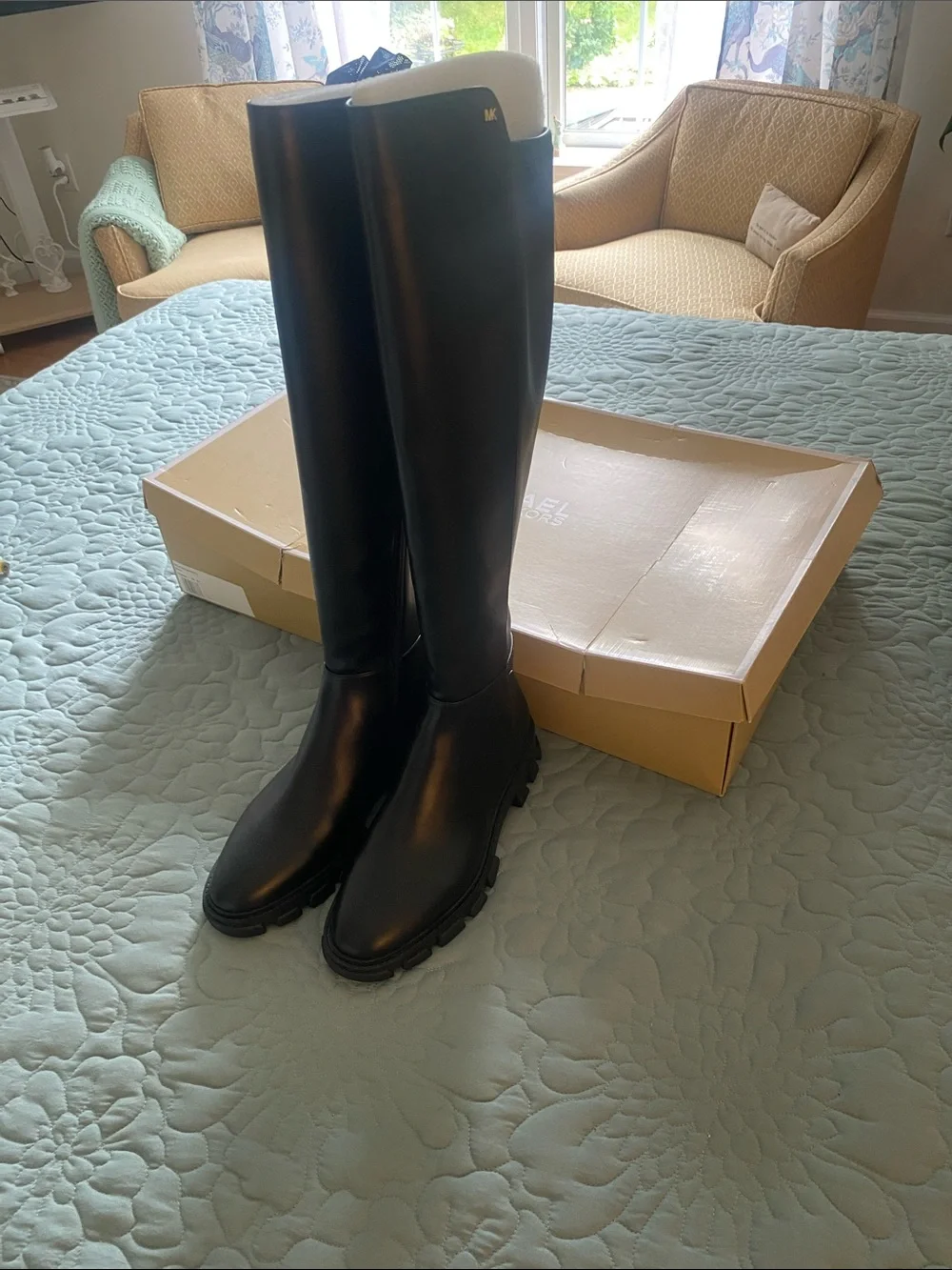 Michael Kors Ridley Black Lug Sole Boots SZ 8.5 NWT